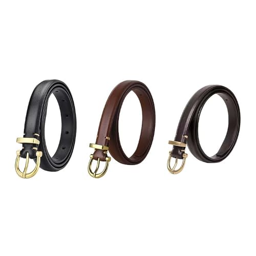 Fashion PU Belts For Women Soft Dress Belt Ladies Thin Skinny Metal Gold Buckle Waistband Strap4