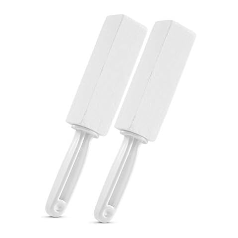 2 Pack Pumice Stone for Toilet Bowl Cleaning with Handle, Scouring Stick Remove Toilet Bowl Hard Water Rings, Calcium Buildup and Rust for Cleaning Toilet, Bathroom, Kitchen Sink, Grill (White) Cover