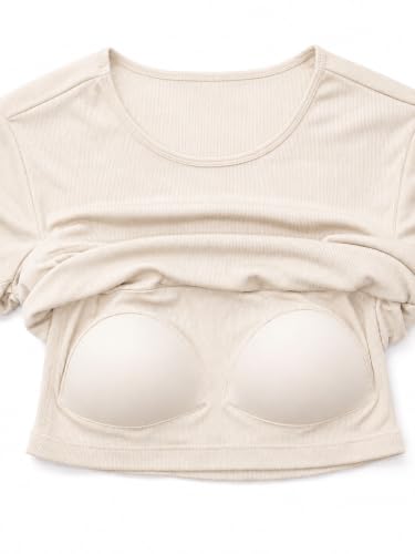 Image of Womanista Women Built in Bra Tshirt for Girls | Padded Tops for Teenagers | Stylish Casual Crop Tops for Everyday use