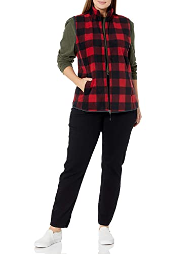 Amazon Essentials Women's Classic-Fit Sleeveless Polar Soft Fleece Vest (Available In Plus Size), Red, Buffalo Plaid, Large #TOP5