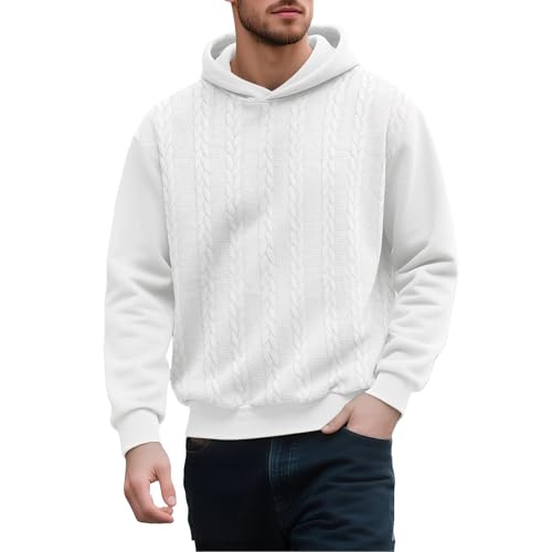 Ymosrh Men's Hoodies, Long Sleeve Solid Color Athletic Sport Hooded Sweatshirt Textured Pullovers, S-2XL