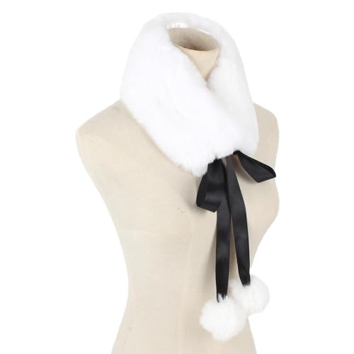 Women Winter Warm Soft Faux Fur Scarf Self Tie Collar Warp Neck Warmer3