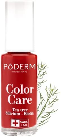 PODERM - FUNGAL NAIL INFECTIONS - Black Red nail varnish TEA TREE - Prevention & Treatment of Nails Yellowed/Damaged by FUNGAL INFECTIONS - TREATS & COLOURS - foot/hand treatment - Swiss Made