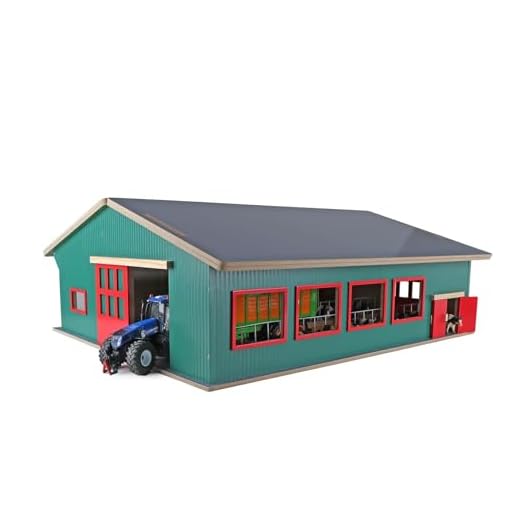Kids Globe Farming 610310 Kaninchenstall (bewegliche Türen, abnehmbares Dach, Maßstab 1:32, Viehstall, Bauernhof, Bauernhof-Zubehör für Kinder, Bauernhofspielzeug), grün