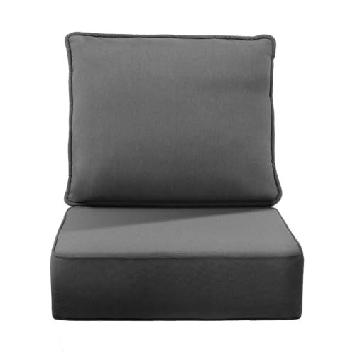 Image of 6 inch Thick Outdoor Chair Cushions, 24 x24 Inch Patio Furniture Cushions with Water Resistant & Removable Cover, UV Resistant, 30D High Density Sponge Patio Cushion, Grey