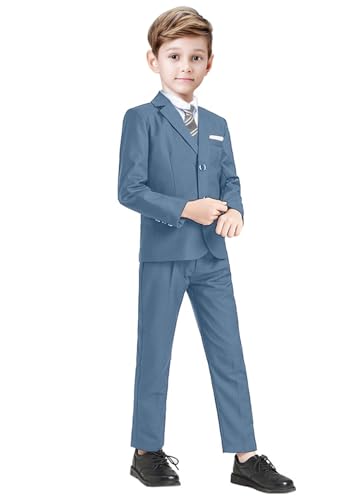 Image of Suit for Boy Formal Slim Fit Tuxedo 5 Pieces Kids Toddler Wedding Outfit Blazer Pants Vest Set Boys Suits