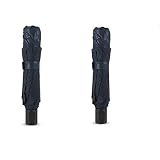 Grand parapluie double épaisseur 144 cm pour femme - Parapluie de voyage - Coupe-vent - 3 plis - Pour homme et femme - 2 bleus - A4