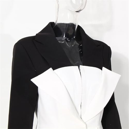 Contrast Casual Blazer for Women Notched Collar Long Sleeve Buttons Straight Blazers3