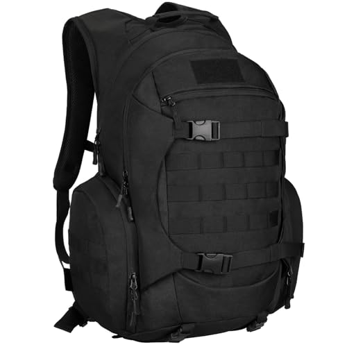 YuanWen 50L Tactical Backpack Military Rucksack with MOLLE System Water-Resistant Hiking Backpack for Outdoor Trekking Cycling Travel & Camping 17 Laptop Compartment Hydration Compatible Black