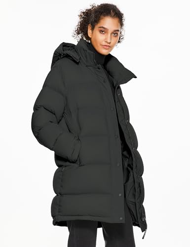Orolay Women's Mid-Length Thickened Jacket with Detachable Hood Stand Collar Winter Puffer Jacket3