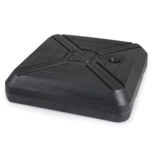 Costway Cantilever Offset Umbrella Base w/Wheels,Heavy-Duty Patio Umbrella Weight Stand w/Metal Crossbar,156kgWet Sand Filled Weight,81cm Square Outdoor Umbrella Base Plate for Backyard&Poolside