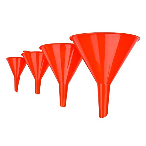 DEDC Kit de 4 Embudos de Diámetros Diferentes 4,72 pulgadas, 3,54 pulgadas, 2,76 pulgadas, 1.97 pulgadas Embudos de Plástico para Aceite Combustible Gasolina Gasóleo de Coche Moto Auto Cover