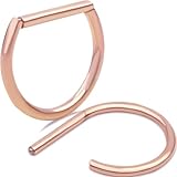 2PCS 14G Titanium D Shaped Nipple Rings D-ring Nipple Body Piercing Jewelry Rose Golden Hinged Seamless Segment Hoop Septum Cartilage Clicker Ring Bars for Women and Men
