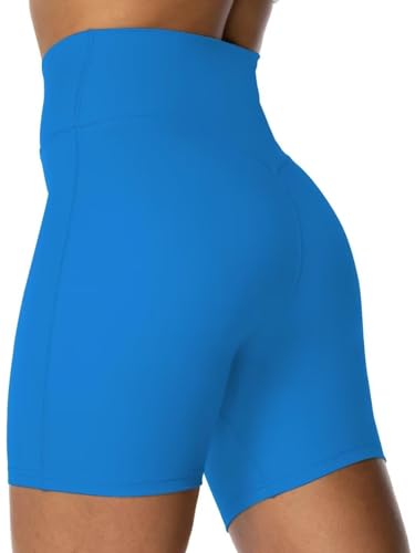 Image of Sunzel Crossover Biker Shorts for Women, No Front Seam V High Waist Yoga Workout Gym Shorts with Tummy Control