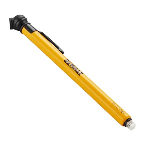 DEWALT Low Pressure Pencil Gauge, 0-20 PSI Pencil Gauge Ideal for Turf Products, ATVs, UTVs and Low Pressure Applications. Precision Tire Pressure Measurement Tool.