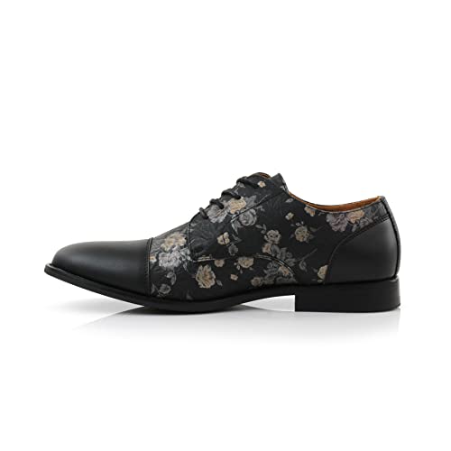Image of Ferro Aldo Men's Modern Cap-Toe Derby Collection | Statement Dress Shoes in Floral, Woven, & Classic Styles
