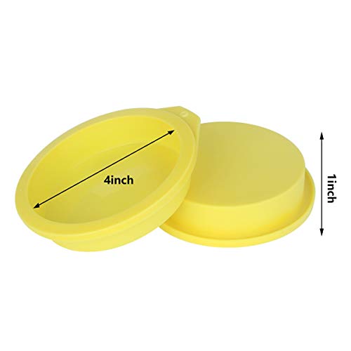 Silicone Cake Molds 4 Inch Round Cake Pans DIY Rainbow Layer Cakes Baking Mold Silicone Baking Pan Set for Cake Pancake Taco Shell Pizza Crust Omelet Frittata and Resin Craft, Set of 6, Yellow - Thumbnail 2