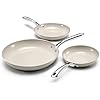 Granitestone Ceraluxe 3pc Non Stick Frying Pans Set, 8,10,12 inch Ceramic Frying Pan Skillet Set, Non Toxic Frying pans Nonstick for Cooking, Induction Ready, PFOA Free, Oven & Dishwasher Safe - Taupe