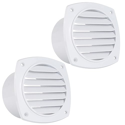 Five Oceans 7-Slotted Louvered Hose Vent, 4-inch Hose Diameter, 2 Pack Air Hose Thru Vent, White ABS Plastic - FO111-M2