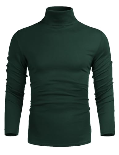 Image of Poriff Men's Casual Slim Fit Basic Tops Knitted Thermal Turtleneck Pullover Sweater