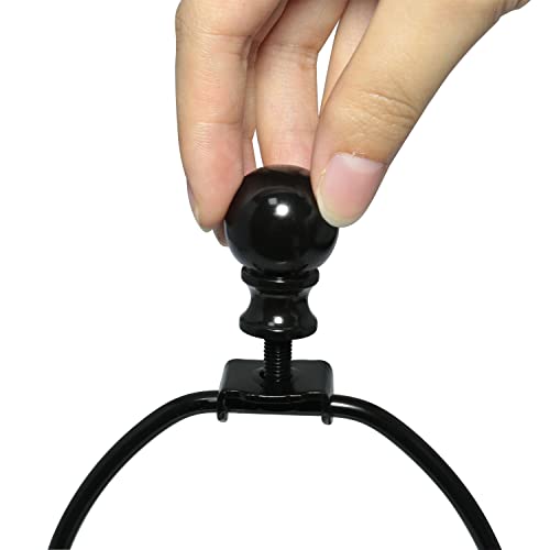 Image of 8 Inch Lamp Harp Holder with 1-1 /2 Inch Lamp Finial Oil Rubbed Black Steel Ball Knob Lamp Shade Finial for Table and Floor Lamps, Black (Pack of 2)