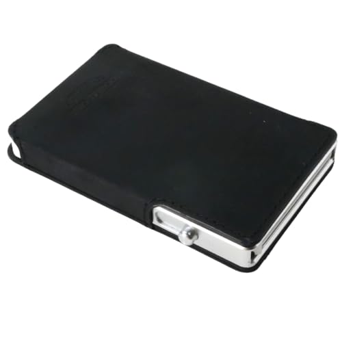 Double Oak Essentials SLIM Leather Pop-up Wallet — Removable Cardholder Design with Locking Mechanism - RFID Blocking, Top Grain Cowhide Leather (Eclipse Edition)