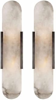 TRIVIDHA Modern Marble Wall Lamps Set Of Two Creative Design Art Wall Light Bathroom Vanity Wall Sconce Lighting Alabaster Wall Lamps For Living Room Bedside Corridor Balcony