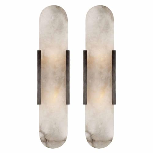 TRIVIDHA Modern Marble Wall Lamps Set Of Two Creative Design Art Wall Light Bathroom Vanity Wall Sconce Lighting Alabaster Wall Lamps For Living Room Bedside Corridor Balcony