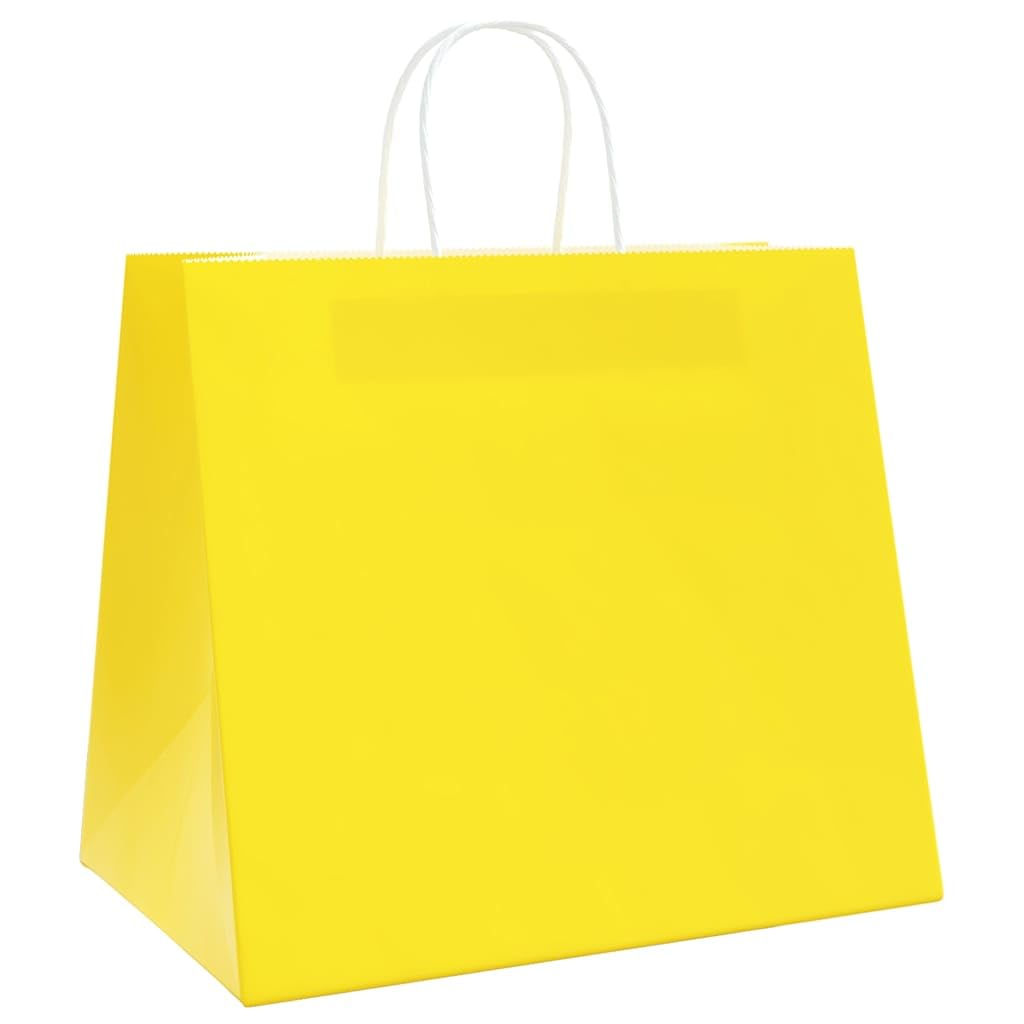 Sacchetti di carta 50 pezzi con manici gialli 32 x 22 x 28 cm