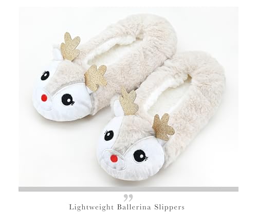 Image of DICUIRD Women's Animal Gripper Slipper Socks, Soft Sole Fuzzy Indoor House Socks