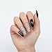 Black 3D Crystal Design Press On Nails - Extra Long Coffin Ballerina Fake Nails with Rhinestones and Nail Glue, Reusable Nail Tips - Glue On Nails 24 Nail Kit, Sparkle Night