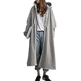 [マリアマーファ] あったか 裏起毛 フード付き ロングパーカー スリット入り もこもこ ロング パーカー コート 秋 冬 厚手 ファスナー ボア アウトドア 動きやすい あったかグッズ 前開きワンピース 洗濯可能 極暖 無地 ヌックミー ユニセックス 親子ペア パジャマワンピース 授乳 防寒 軽量 カワイイ ペアルック モコモコルームウェア フード付きパーカー グレー 2A-M13-GY2XL