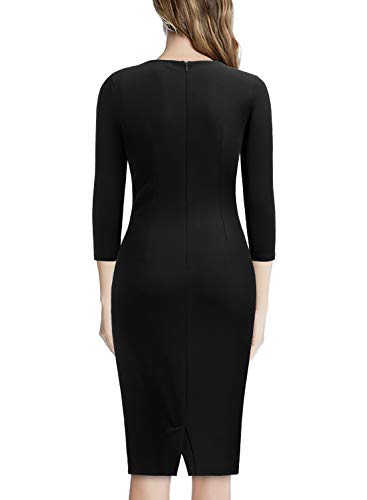 Miusol Women's Business Retro Ruffles 2/3 Sleeve Cocktail Pencil Dress2