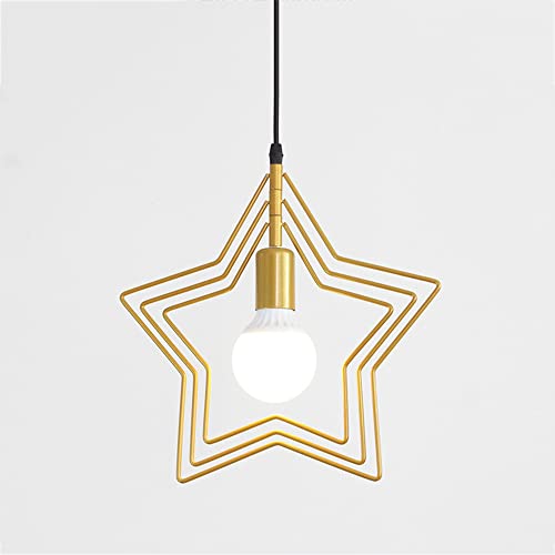 Lustre industriel américain E27 suspension fer forgé doré salon