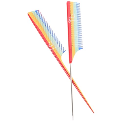 VICASKY 2 pezzi Pettine per Capelli Coda Sottile Pettine Denti Stretti in Acciaio e Plastica Leggero e Resistente per Taglio Colorazione e Styling Adatto Tutti i Tipi di Capelli Donna e