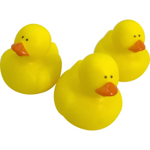 Mandarin Bird Toys 2186 Pk3 Classic Yellow Rubber Ducks by M&M - Brightly Colored, Squishy, Smooth Shape, Soft Rubber, Fun for Small & Med Birds
