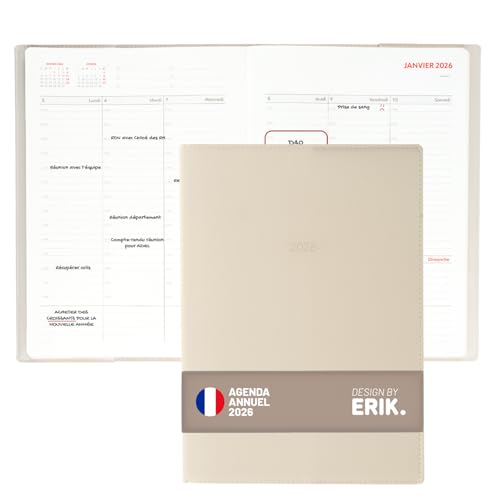 Grupo Erik - Agenda A4 2026 Semainier Vertical, en Français | Agenda 2026 Format A4 Professionnel, Carnet de Rendez-Vous