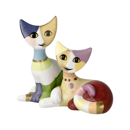Goebel Figurine Mini Chat Tea E Tazio - Rosina Wachtmeister en Porcelaine génoise - Couleur : Multicolore - Dimensions : 9 x 6 x 8 cm - 31-400-94-1
