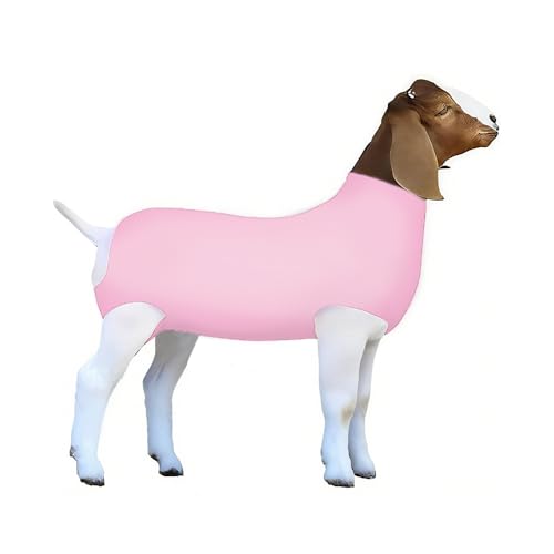 FUZIDDN Pink Spandex Goat Tube (Medium) - Show Goat Blanket for 4-H & FFA Livestock Competitions - Breathable Fleece Protector to Keep Hide Clean & Smooth(Pink Medium)