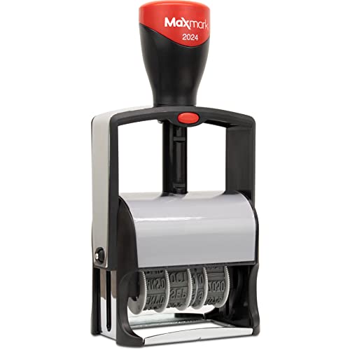 MaxMark 2024 Heavy Duty Date Phrase Stamp, Large Date Size - Exclusive 12-Year Band - Black Ink