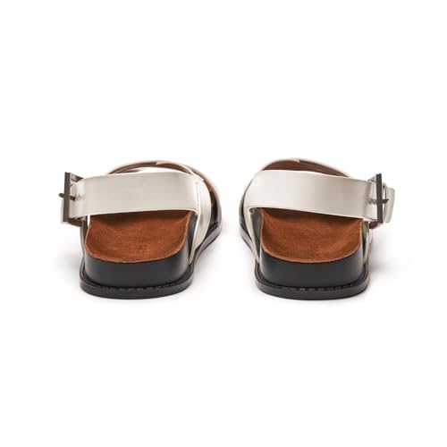 Image of C.Paravano Women Sandals | Women's Slide Sandals | Comfortable Dressy Flat Sandals | Sandals with Arch Support | Adjustable Buckle Slip On