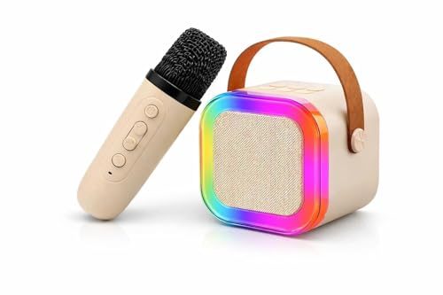 Image of CscyyAmz Rechargeable Karaoke Mic with Speaker for Singing | Wireless Mini Portable Bluetooth Speaker with Microphone & LED Lights | Birthday Gift for Kids Musical Toys for Boys, Girls and Adults