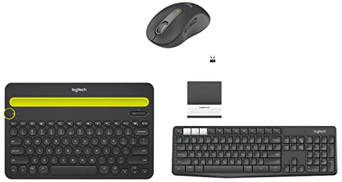 Image of Logitech Signature M650 Wireless Mouse -Graphite & K480 Wireless Multi-Device Keyboard- Black & K375s Multi-Device Wireless Keyboard and Stand for Windows /Apple /Android- Graphite Black, (920-008250)