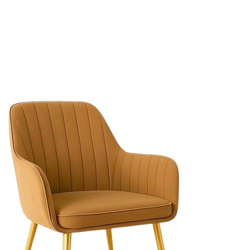 Image of Toxigo Velvet Office and Garden Area Outdoor Chairs | Cushion Seat Chair with Pillows for Modern Contemporary Upholstered with Polished Rosegold Metal Designer Piece | Set of 2 (Light Brown)