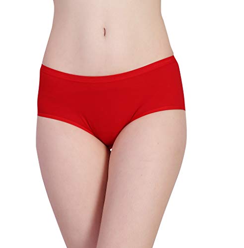 Image of PLUMBURY Women's Cotton Spandex Sanitary Period Panties Postpartum Underwear, Red