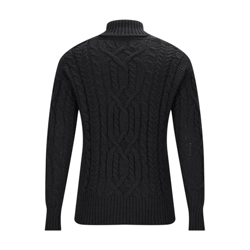 Men's Turtleneck Sweater Classic Shawl Collar Pullover Sweaters Slim Fit Solid Cable Knitted Long Sleeve Jumper Tops2