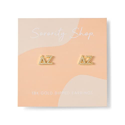 Sorority Shop Delta Zeta Earrings — DZ 18K Gold Plated Sorority Gifts Earrings, Long-Lasting Delta Zeta Gifts for Women2
