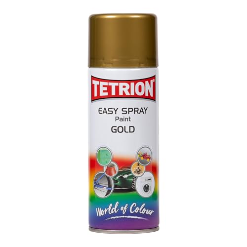 Image of Tetrion Easy Spray Paint - Gold 400ml - Long-Lasting, All-Purpose Acrylic Spray for Indoor & Outdoor Use - Great for Wood, Metal, Plastic & More, 13.5 Oz