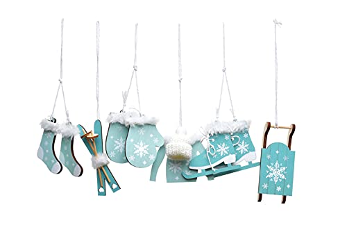 HEITMANN DECO Tree Ornament, Natural, Blue, White, Approx. 4-6.5 cm, ca. 4-6,5 cm