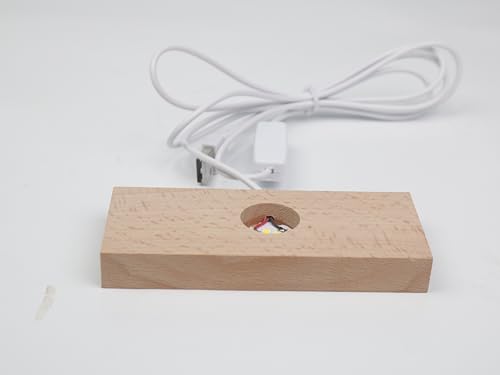 Image of LED Wood Light Display Base for Crystal Glass Art Wooden Lamp Stand Base Warm Light Rectangl Lighted Base for Resin Art Holder (Rectangl-Warm Light)